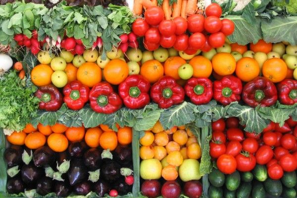 Colorful vegetables and fruits