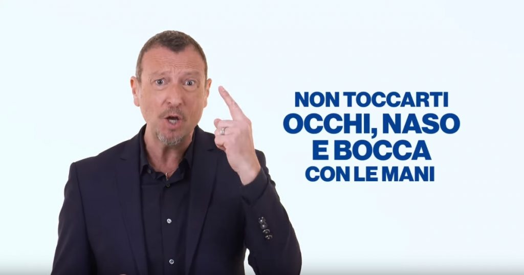 Amadeus contro il Coronavirus/ Video spot, Amadeus contro il Coronavirus/ Video spot,